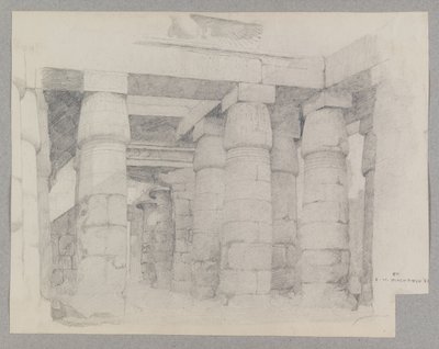 Khonsu-templet i Karnak, 1887 (grafit på tekstureret vævet papir) af Edwin Howland Blashfield