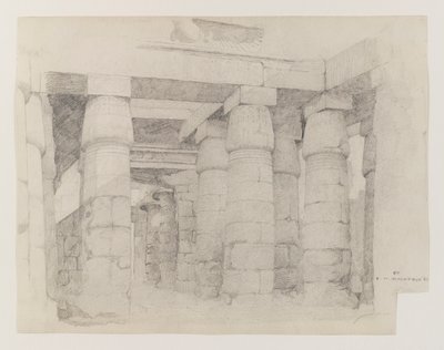 Khonsu-templet i Karnak, 1887 (grafit på vævet papir) af Edwin Howland Blashfield