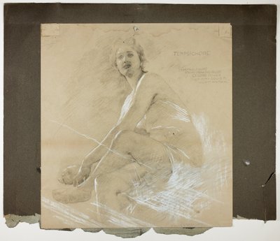Terpsichore (recto) og Dancing Female Figure (verso), Mural Studies for Drawing Room Ceiling, Residence of Collis P. Huntington, nu Yale University Art Gallery af Edwin Howland Blashfield