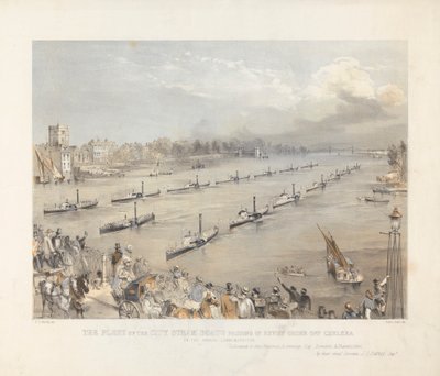 The Fleet of the City Steam Boats Passing in Review Order off Chalsea på Londons årlige mindehøjtidelighed af Edwin Jewitt
