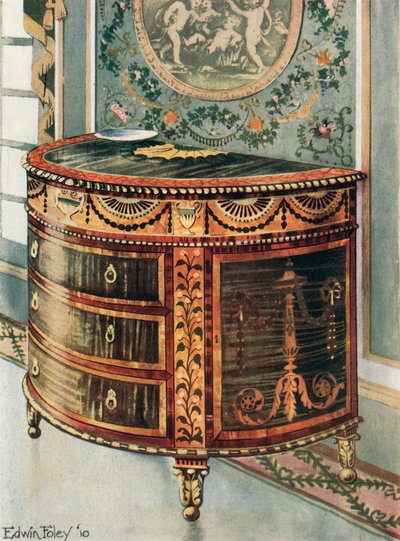Indlagt satin træ kommode--Ormolu monteringer af Edwin John Foley