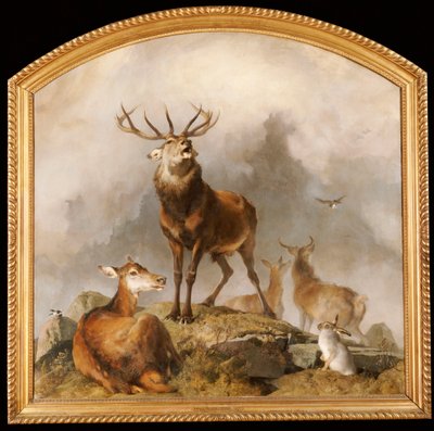 Scene i Braemar - Highland Deer af Edwin Landseer