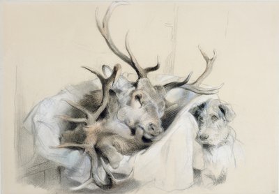 Hjortehoveder og hund, 1857 af Edwin Landseer