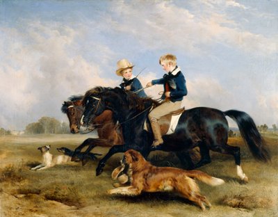 Den Hon. E. S. Russell og hans bror (olie på panel) af Edwin Landseer