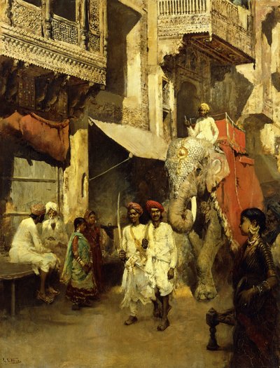 Promenade på en indisk gade, af Edwin Lord Weeks