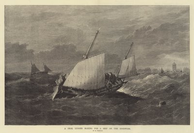 En deal Lugger, der laver et skib på Goodwins af Edwin Weedon