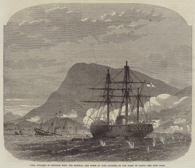 HMS Bulldog i konflikt med flotillen og forterne ved Cape Haytien på Haytis kyst af Edwin Weedon