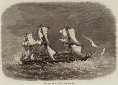 HMS Pylades i en byge af Edwin Weedon