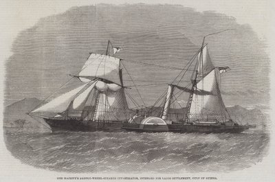 Hendes Majestæts padle-hjul-damper-efterforsker, beregnet til Lagos-bosættelsen, Guineabugten af Edwin Weedon