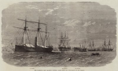 Hendes Majestæts skib Majestic holder vagt over Steam-Rams i Mersey af Edwin Weedon