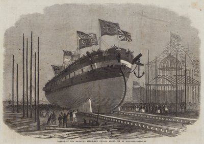 Lancering af Hendes Majestæts Steam-Ram Fregat modstand ved Millwall af Edwin Weedon