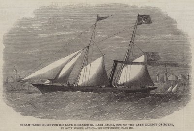 Damp-yacht bygget til hans afdøde højhed El Hami Pacha, søn af den afdøde vicekonge af Egypten, af Scott Russell and Company af Edwin Weedon