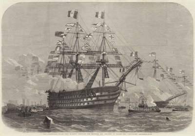Cherbourg-festerne, Hendes Majestæt besøger kejseren og kejserinden ombord på Bretagne af Edwin Weedon