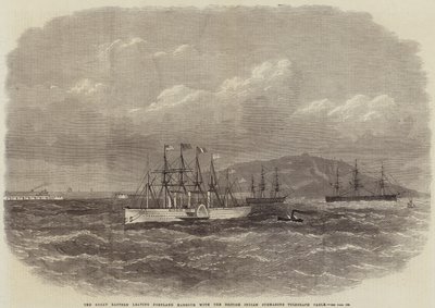 Great Eastern forlader Portland Harbour med British Indian Submarine Telegraph Cable af Edwin Weedon