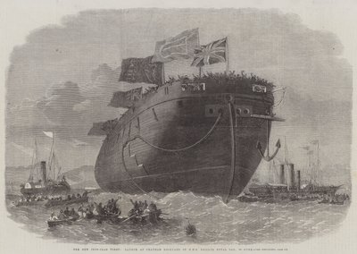 Den nye jernbeklædte flåde, lanceret på Chatham Dockyard af HMS Fregate Royal Oak, 50 kanoner af Edwin Weedon
