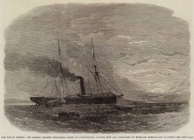 The War in America, Federal Steamer Chesapeake, beslaglagt af konfødererede, landende besætning og passagerer ud for Musquash Harbour, Bay of Fundy af Edwin Weedon