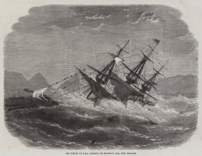 Vraget af HMS Orpheus på Manukau Bar, New Zealand af Edwin Weedon