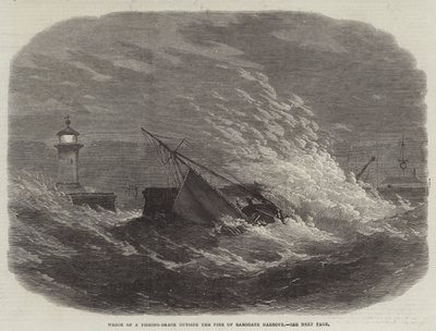 Vraget af en Fishing-Smack uden for molen i Ramsgate Harbor af Edwin Weedon