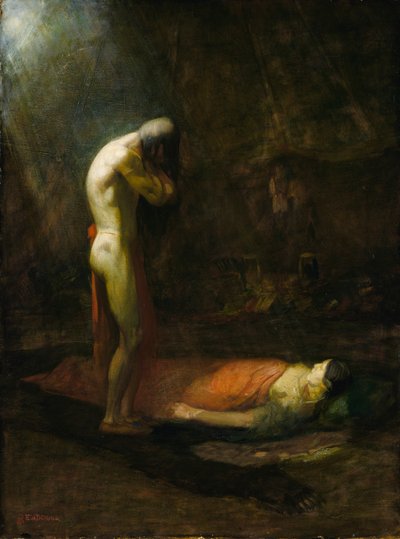 The Mourning Brave, ca. 1892. af Edwin Willard Deming