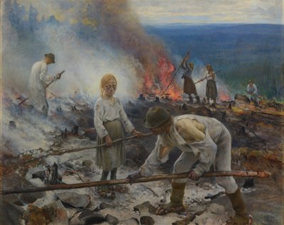 Under åget (Afbrænding af kvas) af Eero Järnefelt