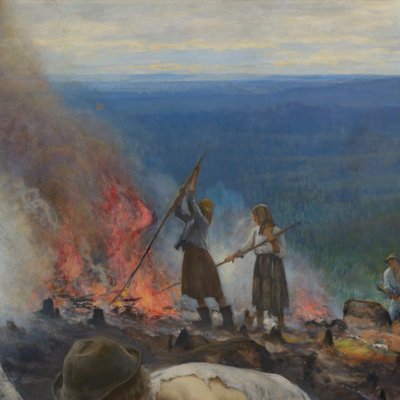 Under åget (Afbrænding af kvas) af Eero Järnefelt