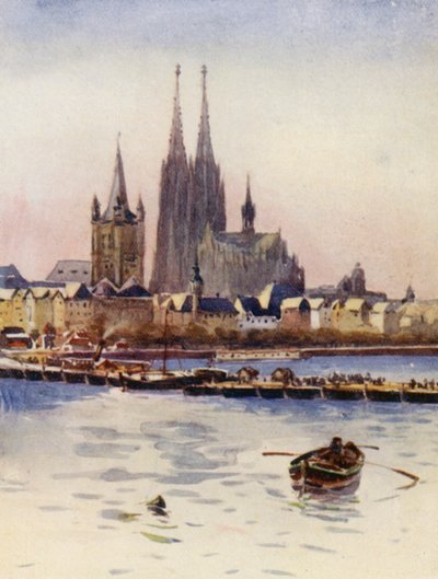 Rhinen: On Leaving Koln, Köln (farvelitografi) af Effie Jardine