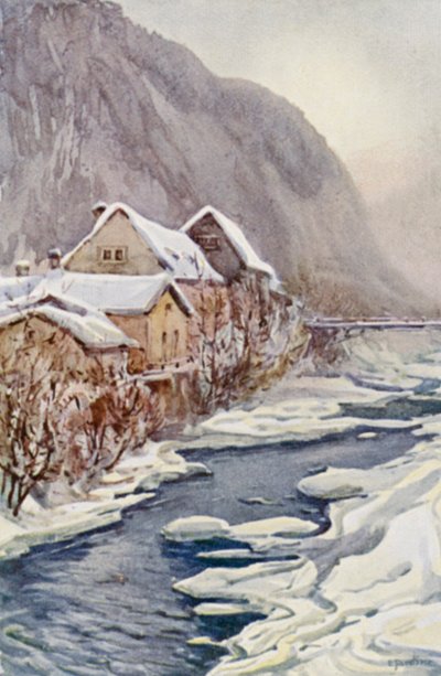 Rhinen: Ragatz, floden Tamina (farvelitografi) af Effie Jardine