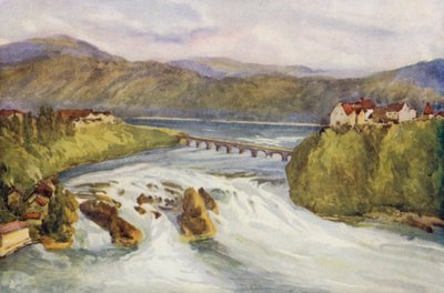 Rhinen: Rhinens vandfald, Schaffhausen (farvelitografi) af Effie Jardine