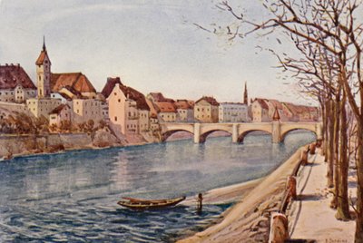Rhinen: Rhinen ved Basel, Bale (farvelitografi) af Effie Jardine