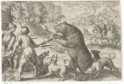 Landskab med bjørnejagt Jagtscener (serietitel) Ikoner Venantum Art Varias Representantes (serietitel) af Egbert Jansz.