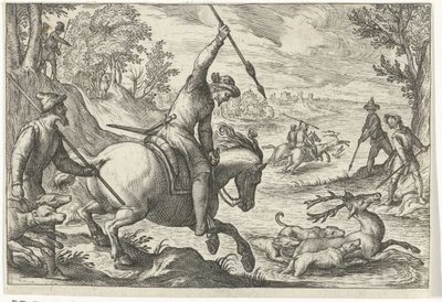 Landskab med hjortejagt Jagtscener (serietitel) Ikoner Venantum Art Varias Representantes (serietitel) af Egbert Jansz.