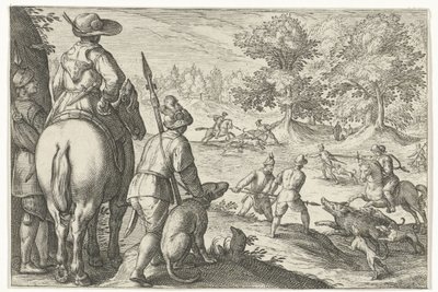 Landskab med vildsvinejagt Jagtscener (serietitel) Ikoner Venantum Art Varias Representantes (serietitel) af Egbert Jansz.