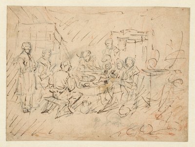 Interiør med en bondefamilie, der spiser af Egbert van Heemskerck (I)