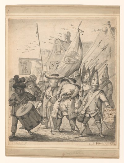 Dieren satire af Egbert van Heemskerck (II) (signed by artist)