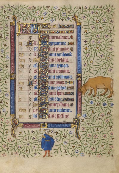 Kalenderside for april; Plukning af blomster; Tyren af Egerton Master
