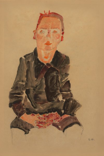 2022 NYR 20682 0724 000(egon schiele siddende boble med foldede hænder portrætstudie dr oska011034) af Egon Schiele