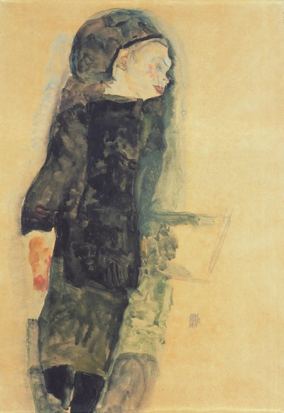 Barn i sort kjole, 1911 af Egon Schiele