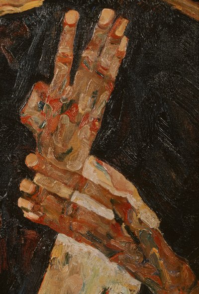Digteren (olie på lærred) af Egon Schiele