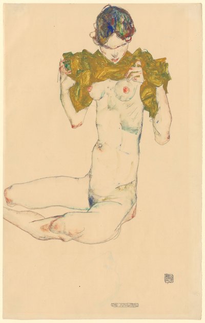 Jomfruen [recto]; uden titel [hovedstudie, verso] af Egon Schiele