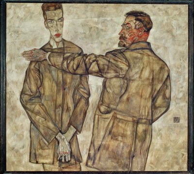 Dobbeltportræt af central inspektør ... (maleri på lærred) af Egon Schiele