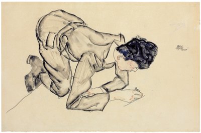 Erich Lederer tegning på gulvet, 1912 af Egon Schiele
