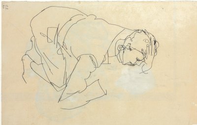 Erich Lederer i profil, hånd til hoved, 1912 af Egon Schiele