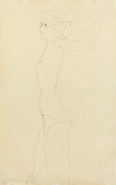 Kvinde nøgen; Madchenakt, 1911 af Egon Schiele