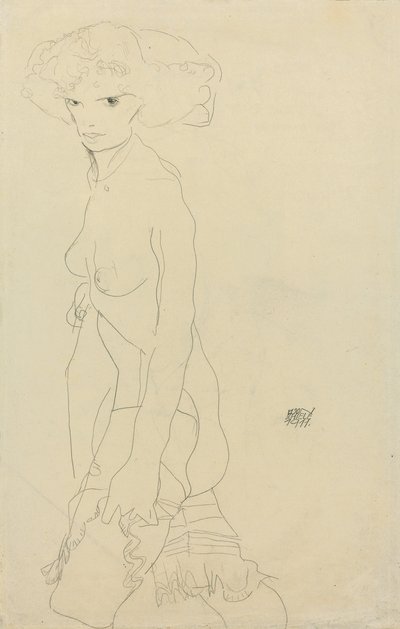Kvinde nøgen; Madchenakt, 1911 af Egon Schiele