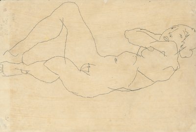 Nøgen kvinde med hænderne bag hovedet, 1914 af Egon Schiele