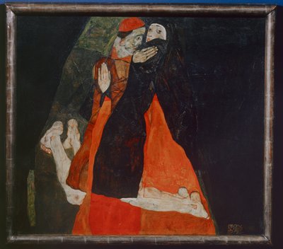Kardinal und Nonne, Kardinal og nonne ... (olie på lærred) af Egon Schiele