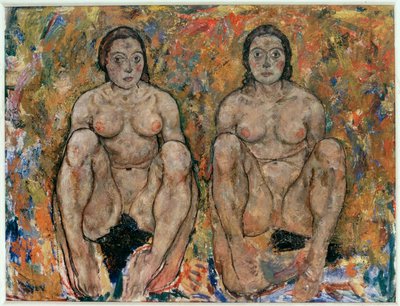 Kauernde Frauen [Kvinder på hug] (olie og gouache) af Egon Schiele
