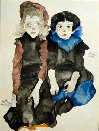 Børn. Tegning af Egon Schiele (1890-1918) af Egon Schiele
