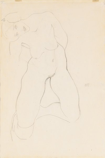 Knælende nøgen kvinde, 1912 af Egon Schiele