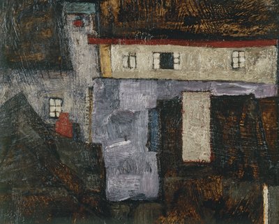 Krumau og der Moldau Krumlov ved floden Vltava, ... (olie på lærred) af Egon Schiele